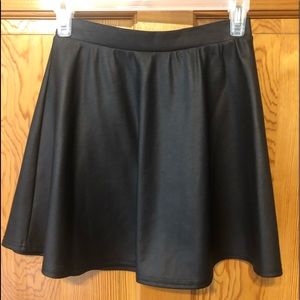 High waisted Mini leather skater skirt